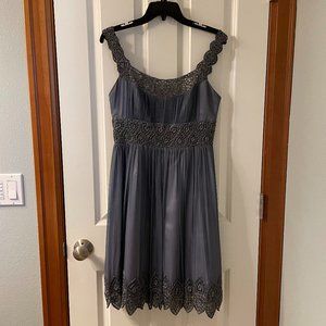 Adrianna Papell Evening Essentials purple blue sequined dress, size 4